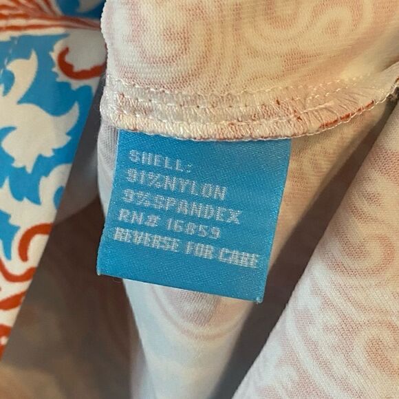 J. McLaughlin S Blue Orange Bali Design Round Neck Long Sleeve Top - Picture 6 of 8